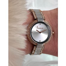 Freelook 5 Atm Su Geçirmez  Çelik Kordon ve Kasa Zirkon Taşlı Kadın Kol Saati