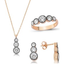 Inure Jewelry Gümüş Elmas Model 5 Taş Bayan Set