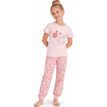Rapapa Kız Çocuk Yazlık Likralı  Penye Düğmeli Pijama Takımı 30351