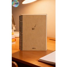 Glanart Spiralli 100 Yaprak Çizgili Orta Boy Sert Kapak Defter Kraft Kağıt 16X23 cm