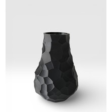 Major Hobi 3D Baskı Siyah Geometrik Vazo 12 cm Modern Dekoratif Pla Tasarım