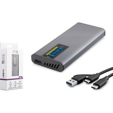 Hadron Hdx1780 Ssd Kutu Type-C3.1 + Usb3.0 Nvme + Ngff M2 Alüminyum + Plastik Chip Rtl9210B Rgb Gri