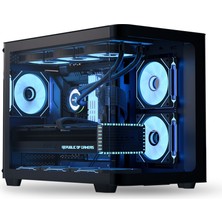  aerocool ae p300c bk 3x12cm mirror a-rgb fanlı, panoramik tempered panel, matx boş bilgisayar kasası