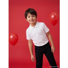 Civil Boys Palmiye Nakışlı Polo Yaka 10-13 Yaş Tişört - Beyaz