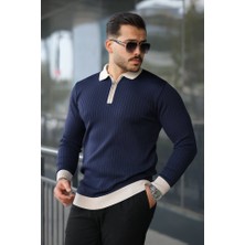 Ulak Handmader Erkek Kol ve Yaka Detaylı Uzun Kollu Triko