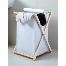Asudehome Ev Gereçleri Ahşap Kirli Çamaşır Sepeti Banyo Düzenleyici Katlanır Çamaşır Sepeti 35X35X60 cm