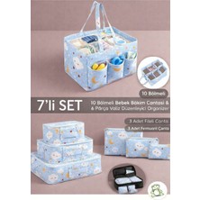 Mor Bebe 7li Set I 6'lı Set Desenli Bavul Valiz Içi Çok Amaçlı Organizer I Taşınabilir Bakım Çantası 2 Li Set