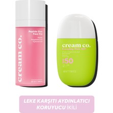 Cream Co. Yüz Spreyi Güneş Koruyucu Ikili | Nemlendirici Aydınlatıcı Cilt Tonu Eşitleyici | 50 Spf | Pink | Seyahat Boyu Set