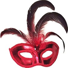 urfakent bilişim ve medya danışmanlık Rugan Kaplama Kırmızı Tüylü Parti Maskesi