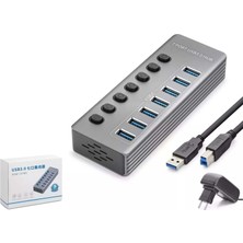 Hadron Hdx7047 Usb Hub 3.0 7-Usb 7-Anahtarlı 5Gbps High Speed 7İn1 Gri