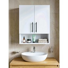 2 Kapaklı Banyo Dolabı, Çok Amaçlı Dolap, Banyo Ecza Dolabı ,beyaz, Asudehome