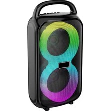 Hobimtek HT-983 Taşınabilir Bluetooth Hoparlör 2×3” Hoparlör 6W Rgb Tws Destekli Extra Bass Tf Card USB Müzik Kutusu