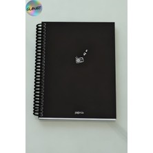 Glanart Spiralli 100 Yaprak Kareli Orta Boy Sert Kapak Defter Kraft Kağıt 16X23 cm Dışı Siyah