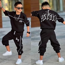 Bambam Erkek Çocuk 3 iplik Şardonlu Alt Üst Eşofman Takımı-431131-Siyah