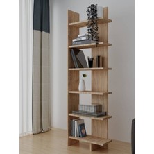 Alfimo Mobilya Milena Kitaplık 6 Raflı Dekoratif Kitaplık Ev Ofis Atlantik Çam