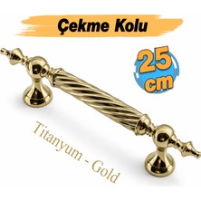 Badem10 Burgulu Titanyum Gold 25 cm Çelik Kapı Tutma Kolu Sürgülü Dış Çekme Kulpu Kulbu Tutamağı Kol 1 Adet