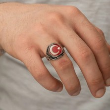 Inure Jewelry Gümüş Ay Yıldız Erkek Yüzük