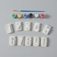 Major Hobi Taş Tozu Harf Boyama Seti 3x4 cm  6 Renk Boya + Fırça  El Yapımı
