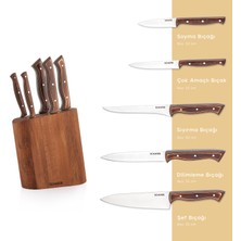 Schafer Solide Wave Bıçak Seti 6 Parça-Kahverengi