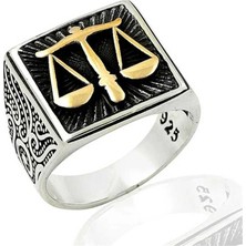 Inure Jewelry Gümüş Adalet Terazisi Erkek Yüzük