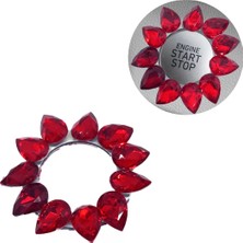 Alfa Aksesuar 03 Kristal Damla Taşlı Start Stop Düğme Halkası Kırmızı