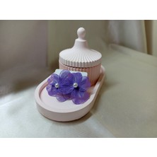 CSAY Moda Ortası Incili Mor Çiçek Küpe