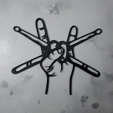 Major Hobi 3D Baskı Rock El Işareti Duvar Dekoru 25X20 cm Siyah Pla Baterist