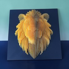 Major Hobi 3D Baskı Aslan Duvar Dekoru 20x20 cm Modern Tablo Heykel Görünümlü Tasarım