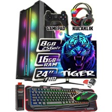 Warbox Tiger 8gb Ekran Kartı RX580 Ddr5 Xeon X5650 16GB Ram 256GB SSD 250GB HDD 24" Monitör Gaming Takım Bilgisayar