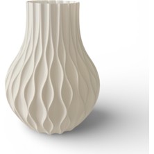 Major Hobi 3D Baskı Dalgalı Dekoratif Vazo 18 cm Modern Beyaz PLA Tasarım