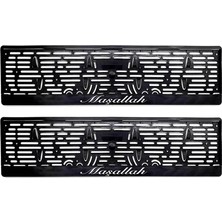 Alfa Aksesuar 03 Maşallah Yazılı Plastik Plakalık Plaka Altlığı Çıtalı 2'li Beyaz