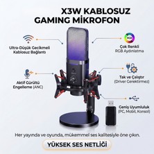 Matechno Kablosuz Profesyonel Oyuncu Mikrofonu Rgb Aktif Gürültü Engelleyici Yayın Podcast Mikrofon Seti