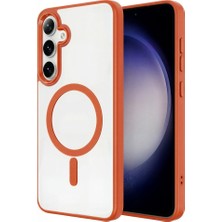 Giz Story Galaxy S26 Plus Kılıf M-Safe Şarj Özellikli Zore Krom M-Safe Silikon Kapak - Turuncu