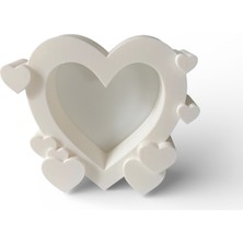 Major Hobi 3D Baskı Kalp Tasarımlı Dekoratif Fotoğraf Çerçevesi 15X15 cm Beyaz