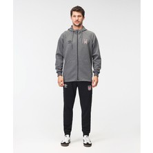 Beşiktaş Umbro Lisanslı Kapüşonlu Fermuarlı Gri Sweatshirt