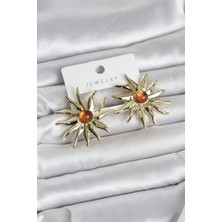 Luxdanet Güneş Model Gold Renk Pirinç Kadın Küpe