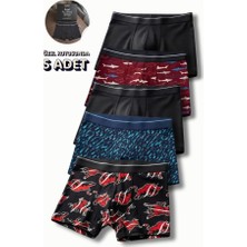 Cennetoğlu Erkek 5'li Paket Likralı Pamuklu Boxer Katlanmayan Paça Tasarımıyla Konfor Sunar