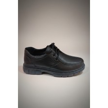 Modayak Ata Siyah Bağcıklı Hakiki Deri Günlük Erkek Ayakkabı