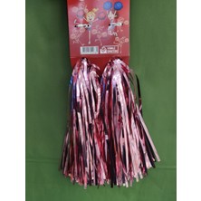 İrem Parti Dükkanı Gösteri Ponponu Parlak Metalize Pembe Ponpon 1 Çift