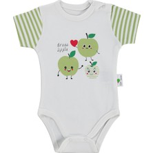Nova Baby Yeşil Ema Kokulu Kısa Kol  1-12 Ay Çıtçıtlı Badi - Ekru