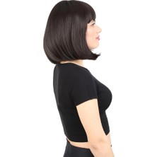 Colezium Kısa Küt Perçemli Fiber Sen Peruk / Kahverengi