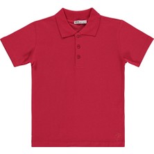 Civil Boys Erkek Çocuk Palmiye Nakışlı Polo Yaka 6-9 Yaş Tişört - Kırmızı