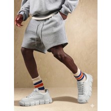 Tarz Cool Erkek Oversize Cepli Penye Şort Lastikli Beli Ayarlanabilir Rahat Kesim Şort