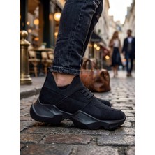 BOA 403 Yumuşak Triko Dokulu Yüksek Taban Siyah Spor Ayakkabı