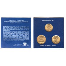 Banknoting Arjantin 3 Lü 20-50-100 Peso 1977 Hatıra Yıl SETİ-1978 Dünya Kupası Temalı. Özel Darphane Kartında.