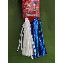 İrem Parti Dükkanı Gösteri Ponponu Parlak Koyu Mavi Beyaz Ponpon 1 Çift