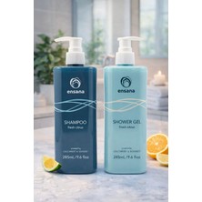 Ensana Fresh Citrus Şampuan 285 ml + Duş Jeli Seti 285 ml – Ferahlatıcı Narenciye Kokulu