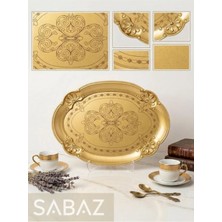 Sabaz 2'li Gül Ağacı Sunumluk Tepsi Seti - Gold Lüks ve Antik Desenli Sunum Tepsisi – Estetik ve Dayanıklı
