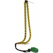 Benko - Usta Işi Sıkma Kehribar Tesbih, Gümüş Kazas - Tam Boyu 28MM, Çapı 6mm ve Taneleri 9mm