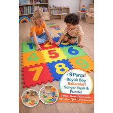Toyfest 9 Parça Rakamlı Oyun Matı 33X33 cm Sünger Puzzle Yer Karosu Çocuk Eğitim Seti